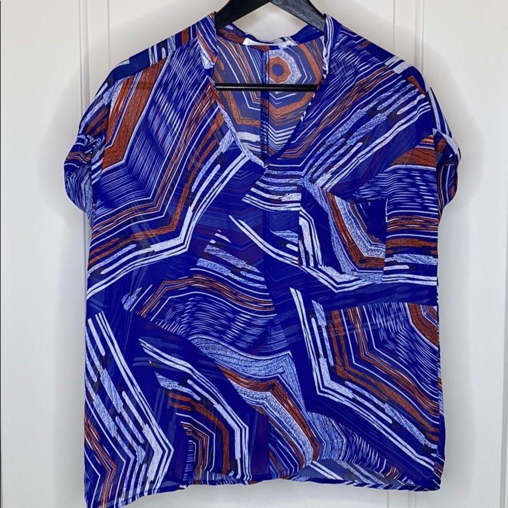 Peaches & Cream vivid print sheer top
